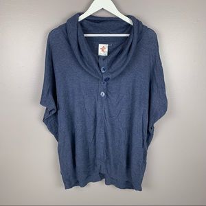 Like, Love Cowl Neck Sweater Top Blue Large